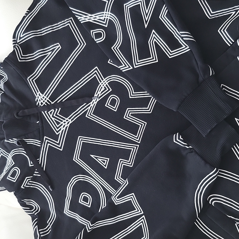 Women: Ivy Park Broken Logo Hoodie Black White Sweatershirt